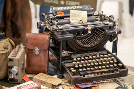 Bordeaux , Aquitaine France - 04 10 2023 : Remington logo text and sign brand on Portable Model vintage typewriterのeditorial素材