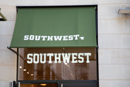 Bordeaux , Aquitaine France - 04 17 2023 : Southwest logo brand and text sign on wall facade...