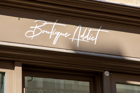 Bordeaux , Aquitaine France - 04 17 2023 : addict boutique paris logo sign and brand text of hairdresser salon barber shopのeditorial素材