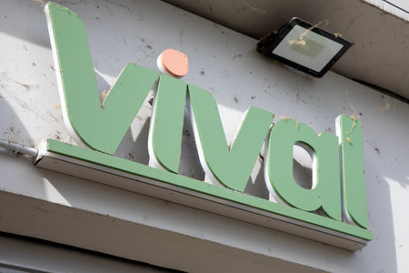lyon , Aura France - 04 20 2023 : vival text brand and logo sign front facade chain city shop proximity market store of french retailerのeditorial素材