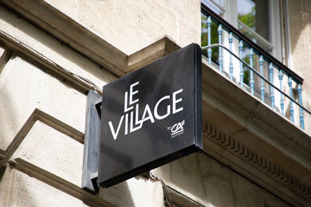 lyon , Aura France - 05 01 2023 : Le village by ca start-up acceleration network bank logo brand and text sign of french bank Credit Agricoleのeditorial素材
