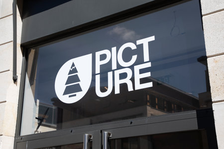 Bordeaux , Aquitaine France - 04 17 2023 : picture logo brand and text sign on wall facade storefront fashion business entrance storeのeditorial素材