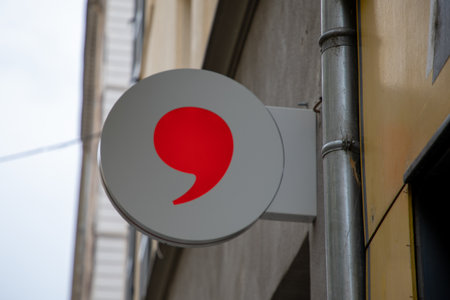 lyon , Aura France - 04 20 2023 : Monoprix logo sign shop signboard supermarket store wall facade...