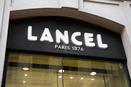 Bordeaux , Aquitaine France - 05 19 2023 : lancel paris brand text facade store signage and logo sign on shop wall facadeのeditorial素材