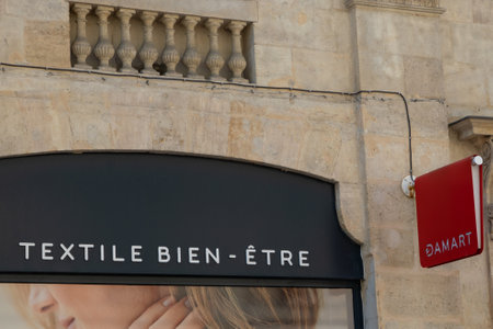 Bordeaux , Aquitaine France - 05 09 2023 : Damart logo brand and sign text front facadestore of...