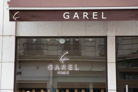 Bordeaux , Aquitaine France - 05 29 2023 : garel logo brand Jewelry and text on shop luxury jeweler facade wall sign in the main shopping street of the cityのeditorial素材