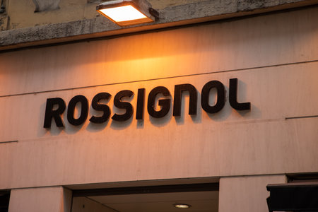 Bordeaux , Aquitaine France - 06 01 2023 : Rossignol logo text and brand sign facade entrance sporty...