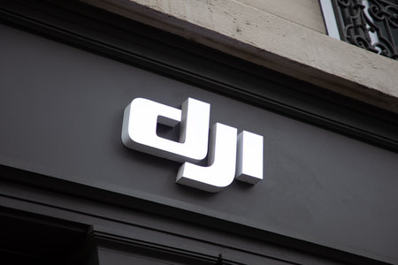 Bordeaux , Aquitaine France - 06 06 2023 : dji logo brand and text sign on facade shop produces drones quadrocopters and stabilizersのeditorial素材