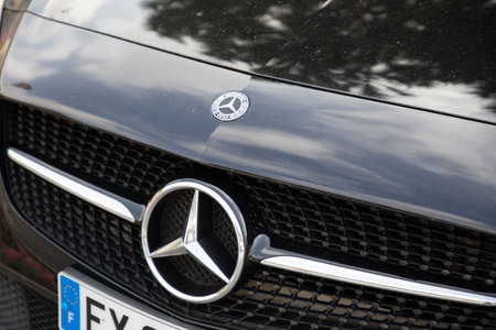 Bordeaux , Aquitaine France - 06 06 2023 : mercedes-benz logo brand and text sign front new mercedes...