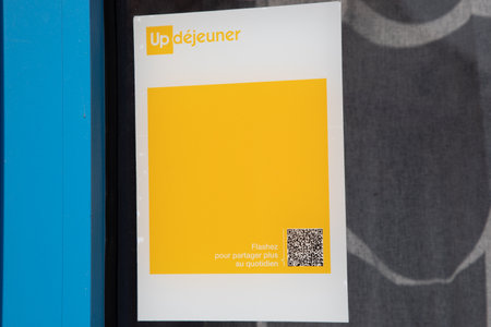 Bordeaux , Aquitaine France - 06 06 2023 : up dejeuner logo brand yellow and text sign label on...