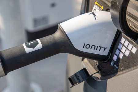 lyon, France - 06 16 2023 : ionity electric car charge in station logo brand and text sign for vehicle EVのeditorial素材