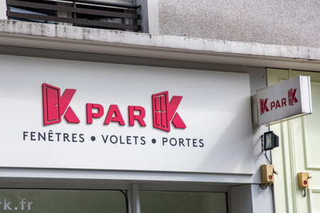 Bordeaux , Aquitaine France - 06 21 2023 : k par k text sign store chain brand logo on facade shop specialized in doors windows shuttersのeditorial素材