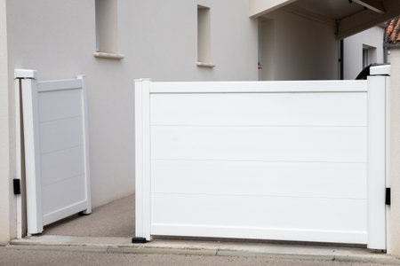 portal high modern white open home gate entrance of suburbs house