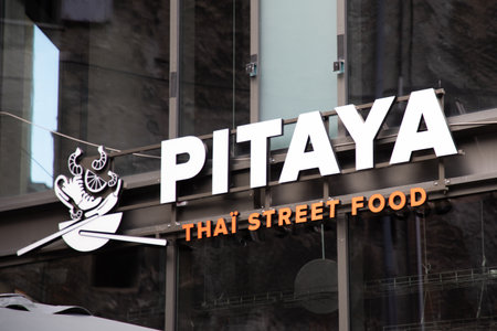Bordeaux , Aquitaine France - 06 21 2023 : pitaya logo sign and brand text french facade entrance thai street restaurant takeaway food buoyantのeditorial素材