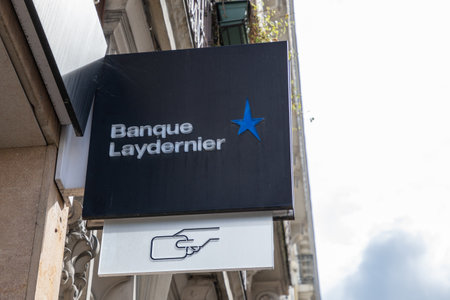 lyon, France - 06 16 2023: Banque laydernier sign retail logo bank office signage france brand...