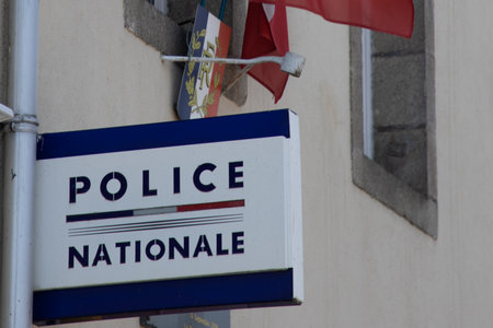Bordeaux , France - 07 01 2023 : police nationale sign text and logo facade office French national police in town center Franceのeditorial素材