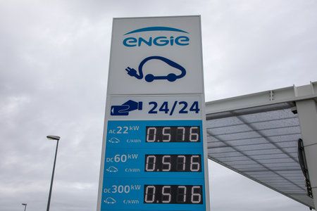 Bordeaux , France - 07 01 2023 : engie electric car charging point ev panel logo brand and text sign...