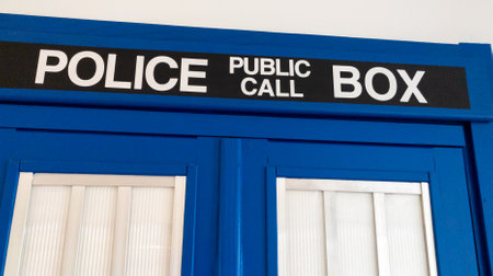 Bordeaux , France - 07 01 2023 : Police public call box text sign like tv movies Tardis from Doctor Whoのeditorial素材