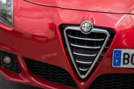 Bordeaux , France - 07 01 2023 : Alfa romeo logo sign and text brand front red mito grill italian automobile car manufacturerのeditorial素材