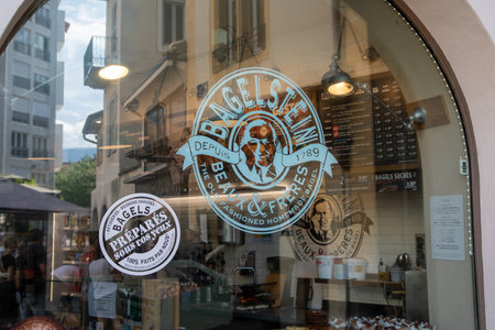 Bordeaux , France - 07 01 2023 : Bagelstein fastfood restaurant text brand and logo sign on windows fast food homemade bagel bread storeのeditorial素材