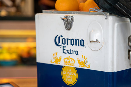 Bordeaux , France - 07 10 2023 : Corona Extra Beer cooler logo brand and text sign on vintage icehouseのeditorial素材
