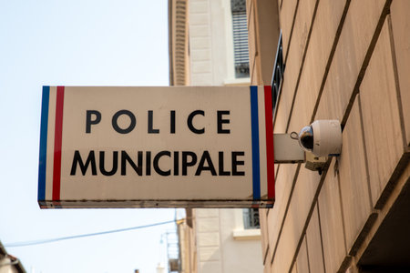 Bordeaux , France - 07 01 2023 : municipal police Municipal police facade wall logo and text sign on entrance official building french local policeのeditorial素材