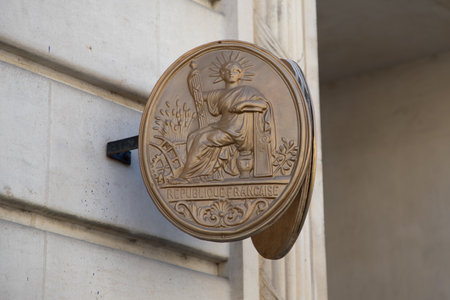 Bordeaux , Aquitaine France - 07 15 2023 : Notaire golden french sign gold logo and brand text on facade notary office building wallのeditorial素材