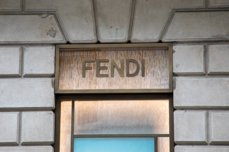 Bordeaux , France - 07 10 2023 : Fendi logo sign chain and brand text on store facade boutique clothing shop entrance Italian luxury fashion houseのeditorial素材