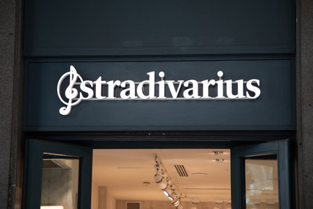 Milan , Italy - 07 10 2023 : Stradivarius logo brand and text sign of clothes store chain facade for women men clothing fashion from Spainのeditorial素材
