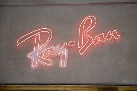 Bordeaux , France - 07 10 2023 : Ray ban sign brand and text logo on facade wall store of sunglasses eyeglasses shopのeditorial素材