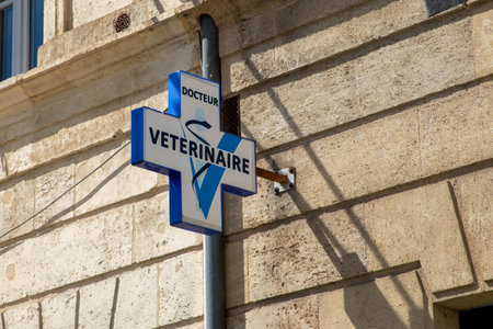 Bordeaux , France - 07 25 2023 : Veterinaire doctor animal veterinary logo sign and brand text on office facade building in Franceのeditorial素材