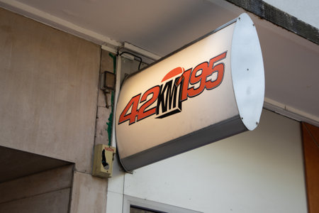 annecy , France - 08 01 2023 : 42km195 logo sign text of boutique outside shop logo entrance store...