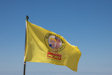 soulac , Aquitaine France - 08 08 2023 : le journal de mickey french flag logo brand and sign text newspaper in summer beach clubのeditorial素材