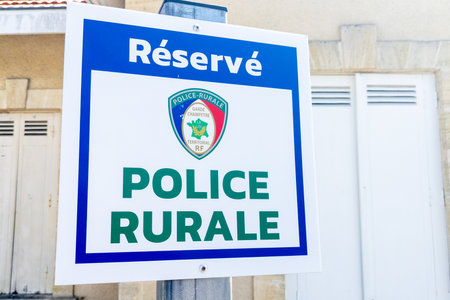 Salaunes, France - 09 01 2023: rural police station French rural police facade office wall logo and text sign on entrance official building of mayor local in Franceのeditorial素材