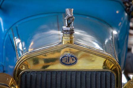 Talmont , France - 09 28 2023: Delage logo brand and text sign car automobile 1913 french grille radiator grill of old ancient vehicleのeditorial素材