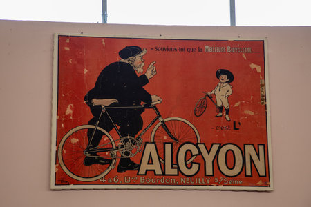 Bordeaux , France - 10 26 2023: alcyon bicycle bike Motorcycles ancient scooter Vintage advertising concept with logo brand and text signのeditorial素材