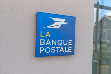 Bordeaux , France - 10 31 2023: La Banque Postale sign brand and text logo blue on wall entrance building facade post office French bank service agency publicのeditorial素材