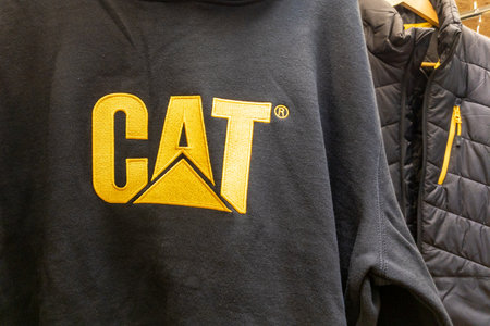 Bordeaux , France - 08 18 2023 : cat sign logo and brand text Caterpillar on shirt store clothing