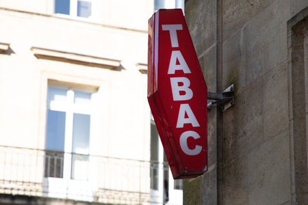 Bordeaux , France - 02 19 2024: tabac French brand chain shop tobacco sign with french white text logoのeditorial素材