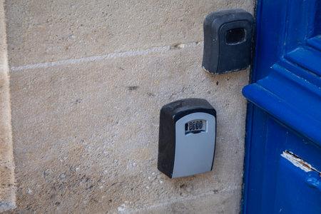 keybox private door wooden classic gate protect keys in box in home door rental facade rentの写真素材