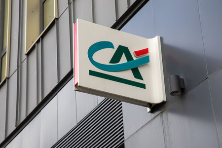 Bordeaux , France -  03 12 2024 : ca windows facade Credit agricole logo brand on french bank agency...