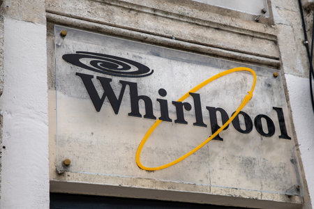 Bordeaux , France -  04 08 2024 : Whirlpool Corporation brand logo store us and sign text shop of...