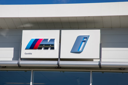 Bordeaux , France -  04 29 2024 : BMW car i electric sign brand and text logo dealership shop...