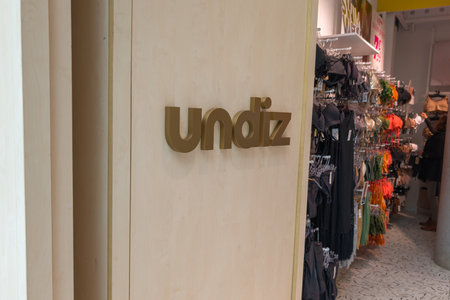 Bordeaux , France -  05 01 2024 : undiz lingerie logo sign chain and brand text shop wall facade store clothing underwear boutique retailer signageのeditorial素材