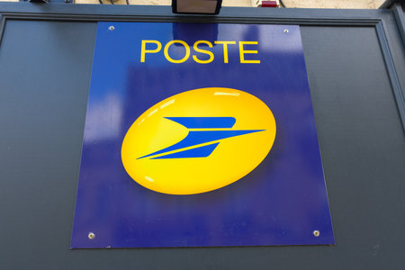 Nantes, France - 05 22 2024: La Poste logo brand office street sign text on entrance agency chain in Franceのeditorial素材