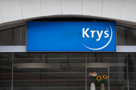 nantes , France - 05 22 2024: krys sign brand and text logo of optic and optician shop glasses medical store company chainのeditorial素材