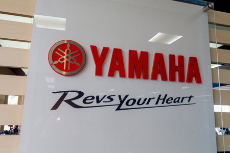 Bordeaux , France - 06 05 2024: Yamaha motorcycle revs your heart logo text and brand sign store...