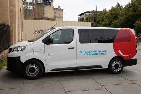 Bordeaux, France - 06 21 2024: EFS Etablissement Francais du Sang sign logo brand text on panel van...