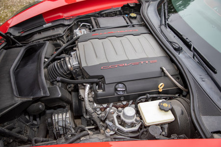 Bordeaux , France - 07 01 2024: Chevrolet Corvette c7 racing us Car Sign text and logo brand engine...