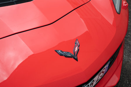 Bordeaux , France - 07 01 2024: Chevrolet Corvette c7 brand sign and logo text on sporting us racing american carのeditorial素材